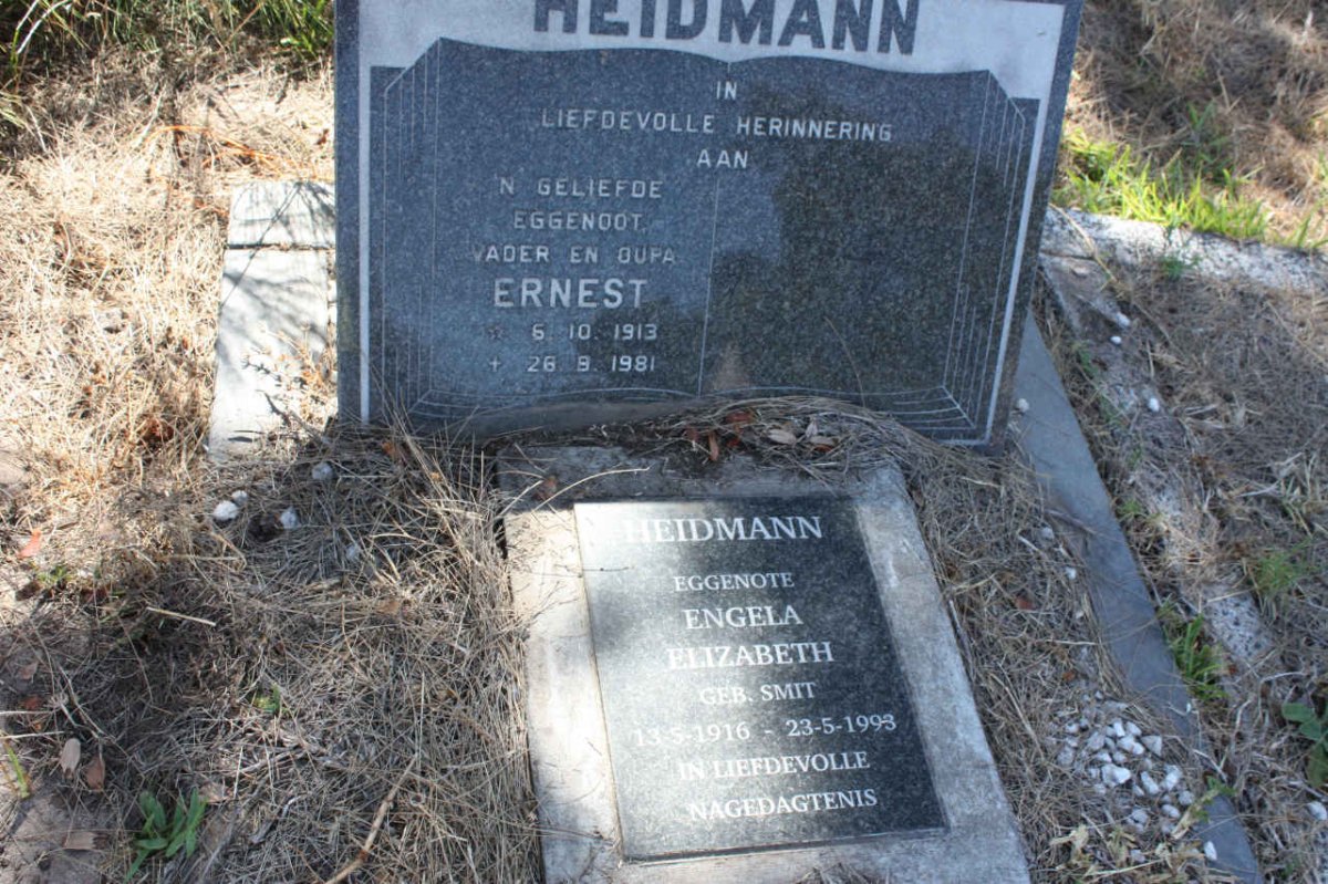 HEIDMANN Ernest 1913-1981 &amp; Engela Elizabeth SMIT 1916-1993