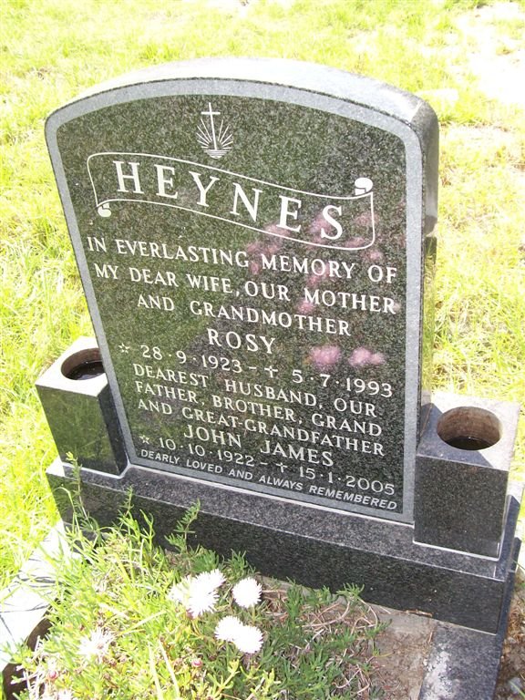HEYNES John James 1922-2005 &amp; Rosy 1923-1993