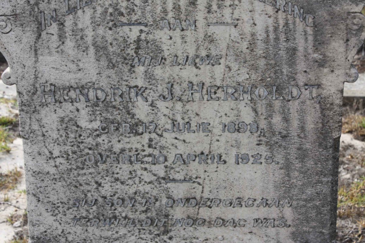 HERHOLDT Hendrik J. 1898-1925
