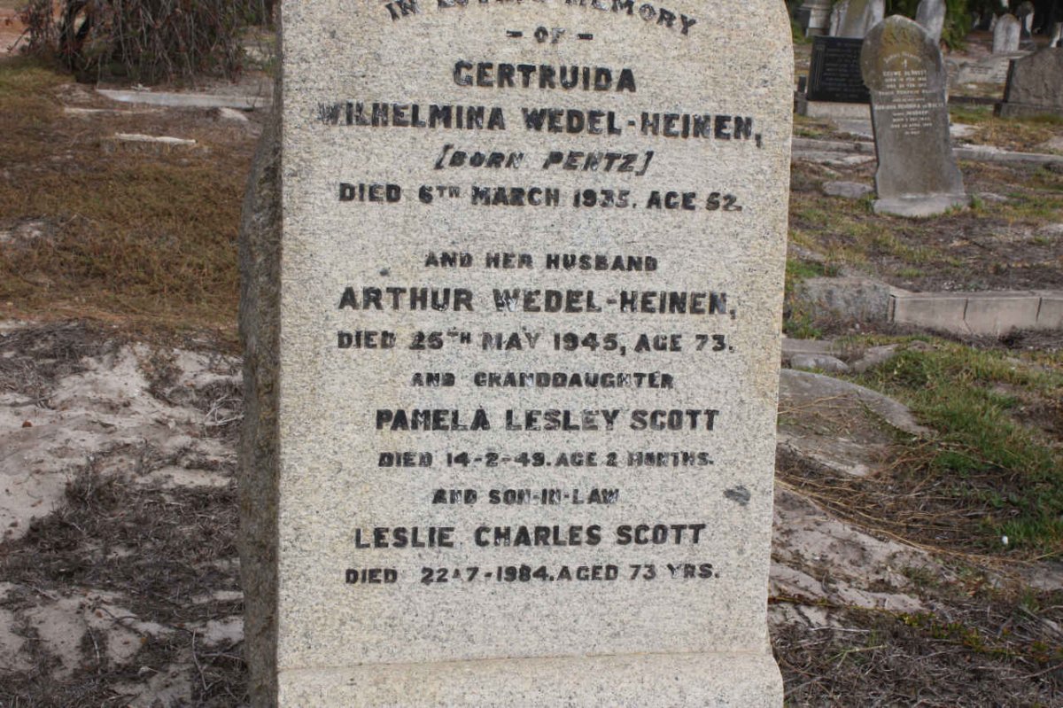 HEINEN Arthur, Wedel -1945 &amp; Gertruida Wilhelmina PENTZ -1935 :: SCOTT Leslie Charles -1984 : SCOTT Pamela Lesley -1949