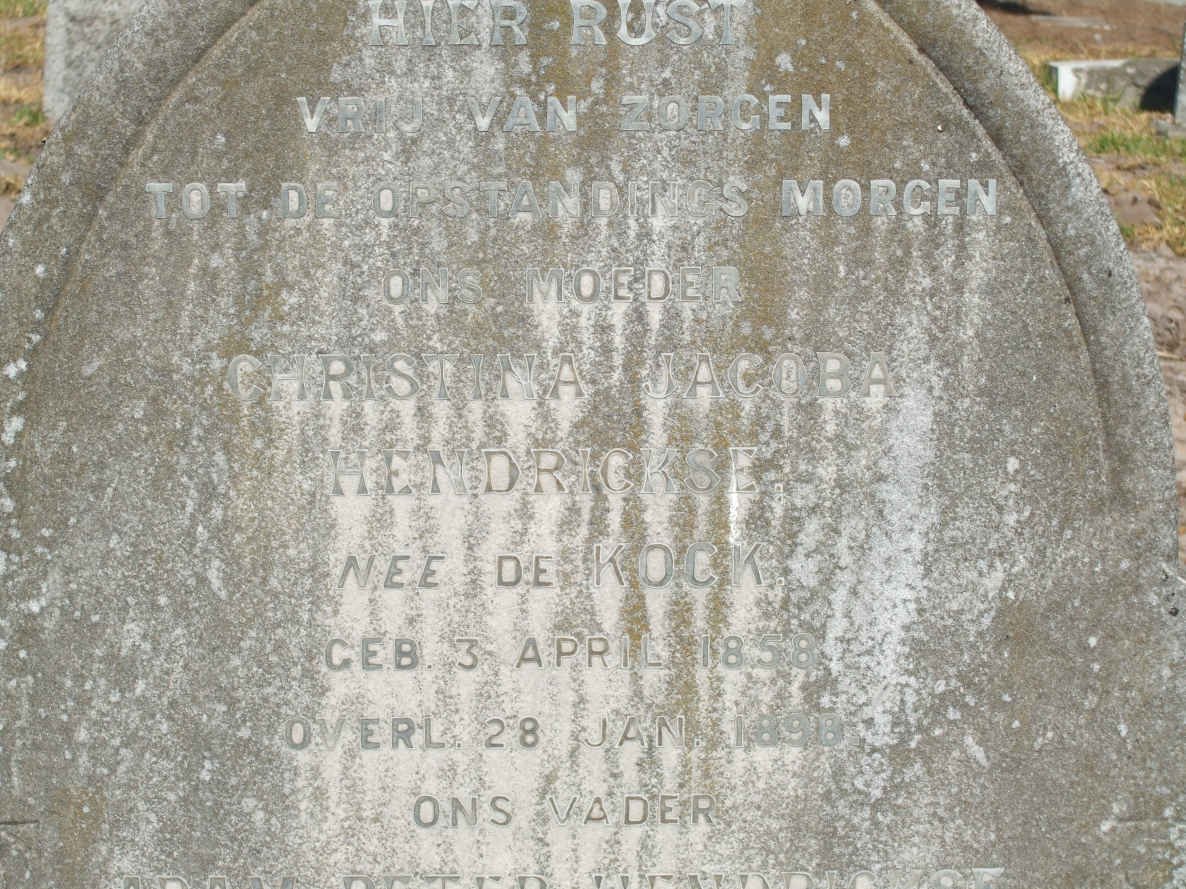 HENDRICKSE Christina Jacoba nee De KOCK 1858-1898