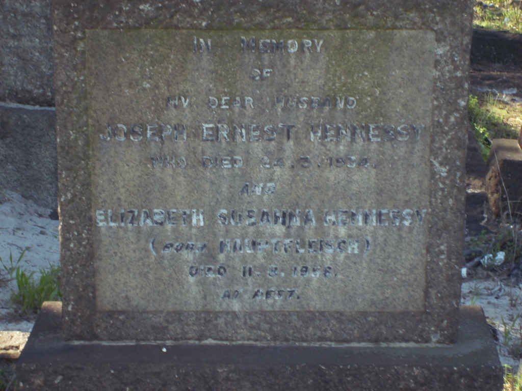 HENNESSY Joseph Ernest  -1934  &amp; Elizabeth HAUPTFLEISCH 19?6