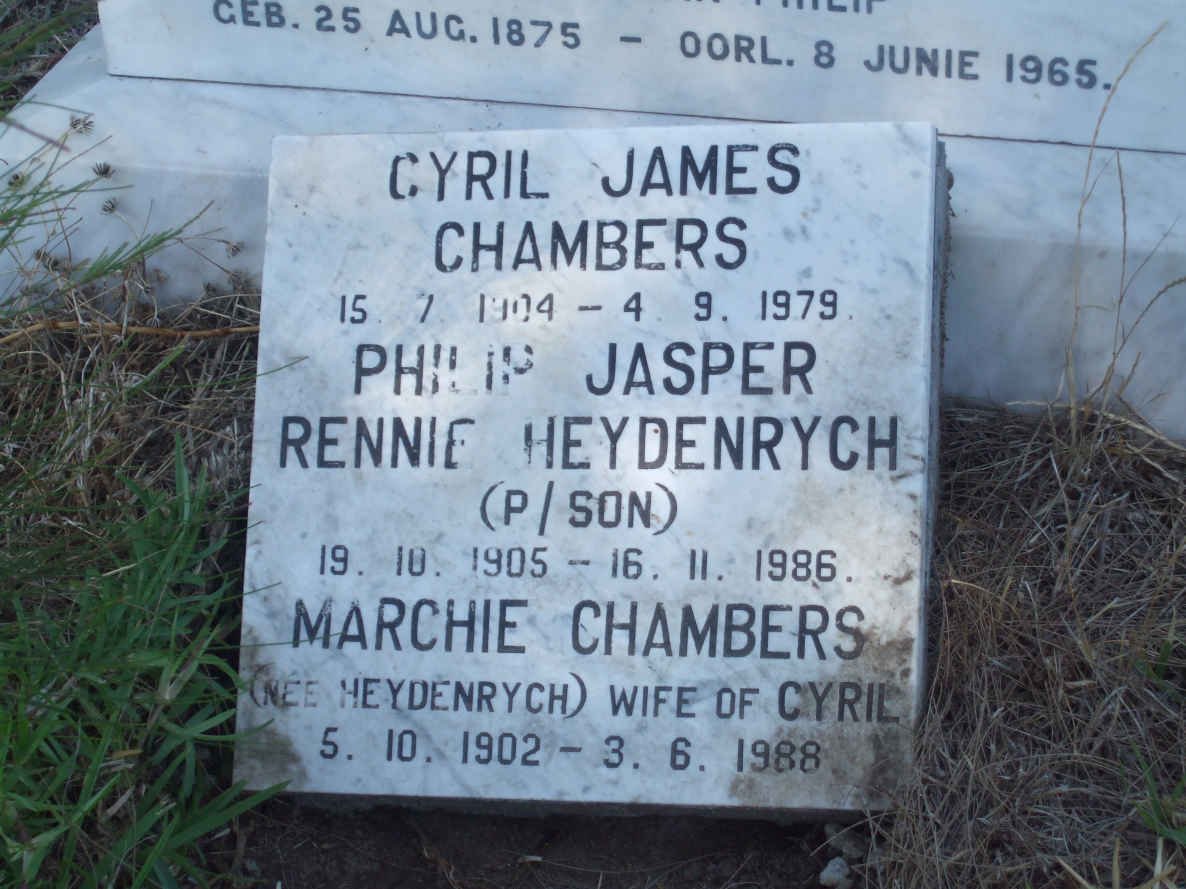 HEYDENRYCH Philip Jasper Rennie 1905-1986 :: CHAMBERS  Cyril James 1904-1979 &amp; Marchie nee HEYDENRYCH 1902-1988