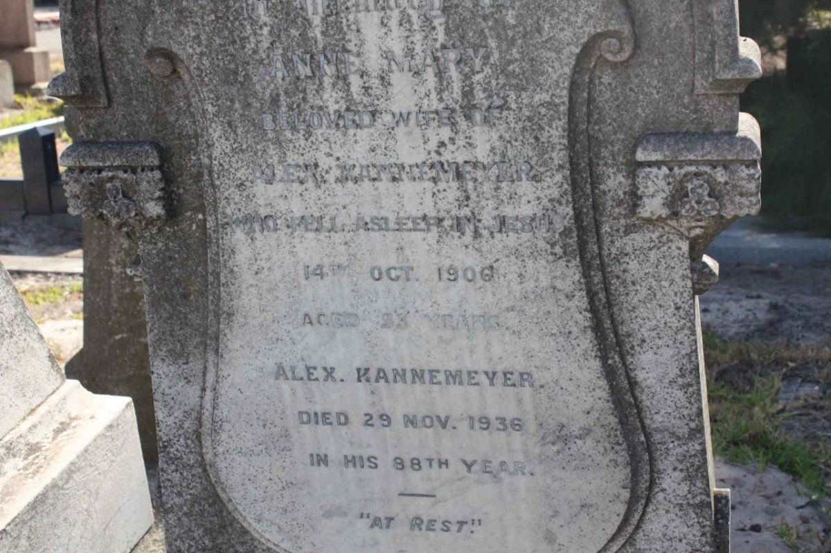 KANNEMEYER Alex. -1936 &amp; Anne Mary -1906