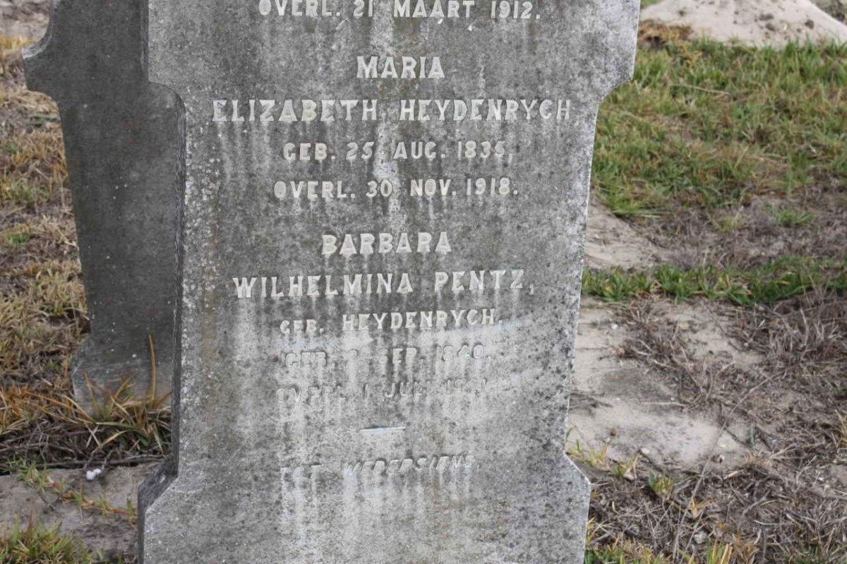 HEYDENRYCH Maria Elizabeth 1835-1918 :: PENTZ Barbara Wilhelmina nee HEYDENRYCH 1840-1921