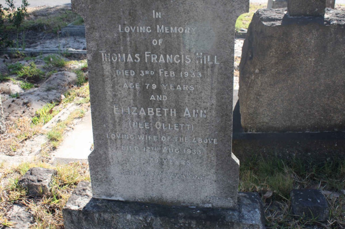 HILL Thomas Francis -1933 &amp; Elizabeth Ann OLLETT -1933