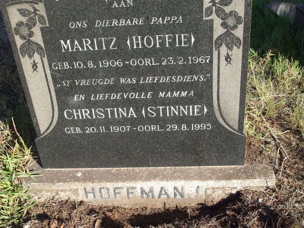 HOFFMANN Maritz 1906-1967 &amp; Christina 1907-1995