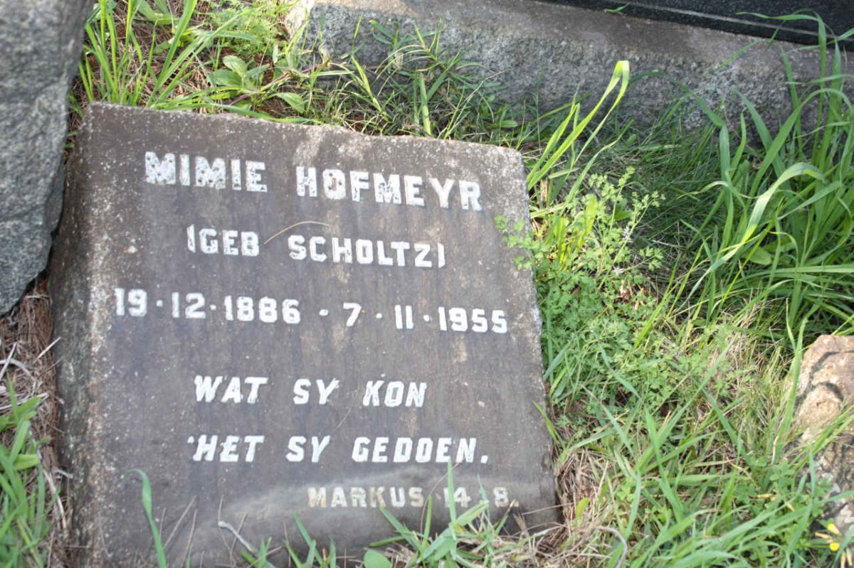 HOFMEYR Mimie nee SCHOLTZ 1886-1955