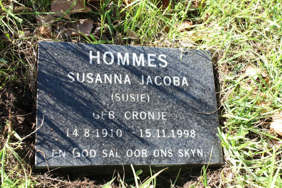 HOMMES Susanna Jacoba nee CRONJE 1910-1998