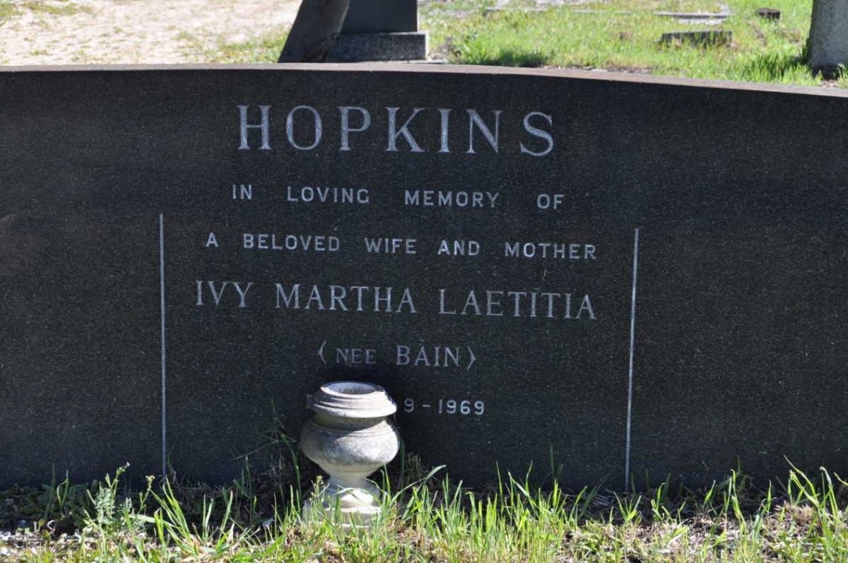 HOPKINS Ivy Martha Laetitia nee BAIN -1969