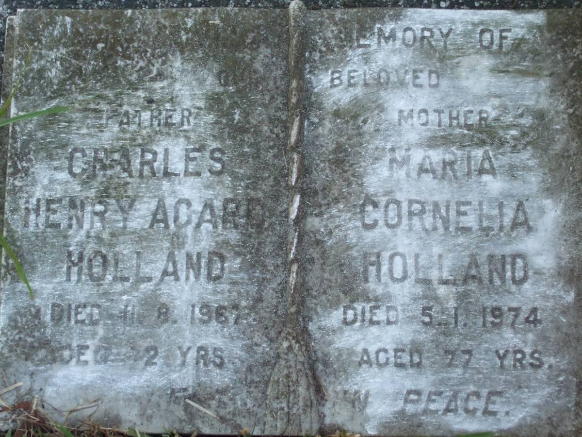 HOLLAND Charles Henry Acard -1967 &amp; Maria Cornelia -1974