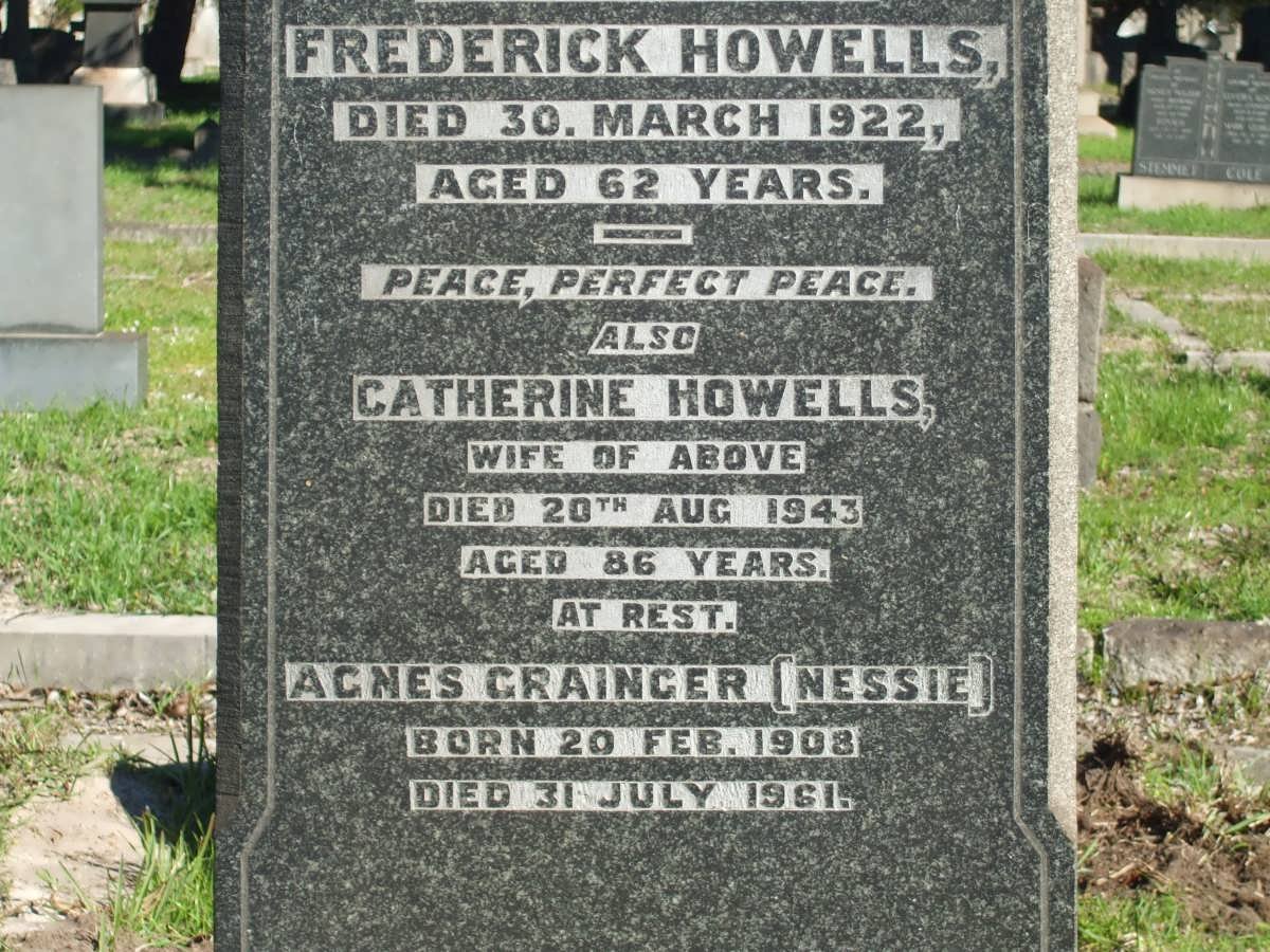 HOWELLS Frederick -1922 &amp; Catherine -1943 :: GRAINGER Agnes 1908-1961