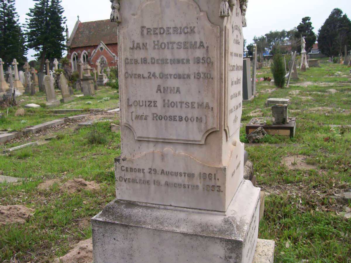 HOITSEMA Frederick Jan 1850-1930 &amp; Anna Louiza ROOSEBOOM 1861-1953