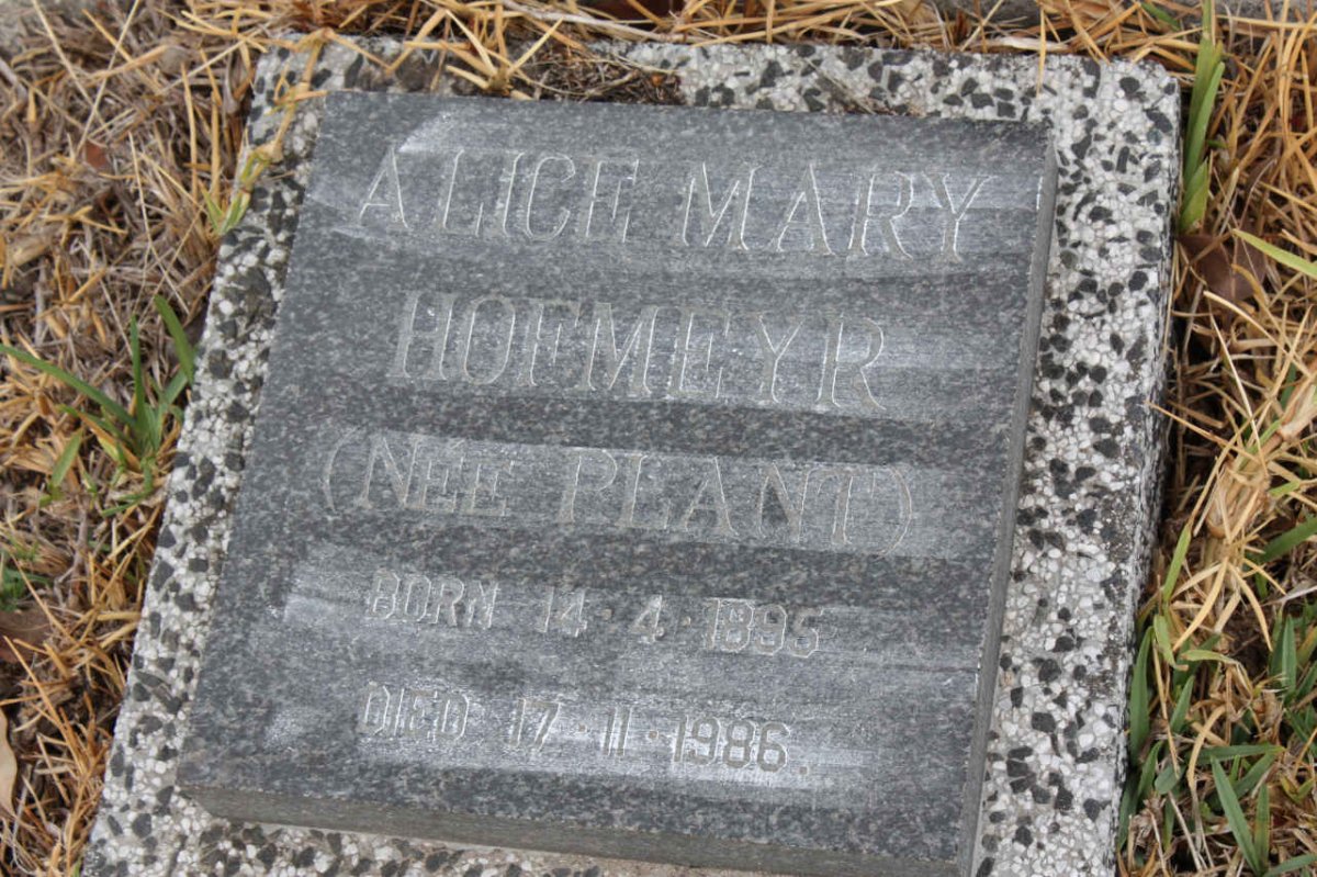 HOFMEYR Alice Mary nee PLANT 1895-1986
