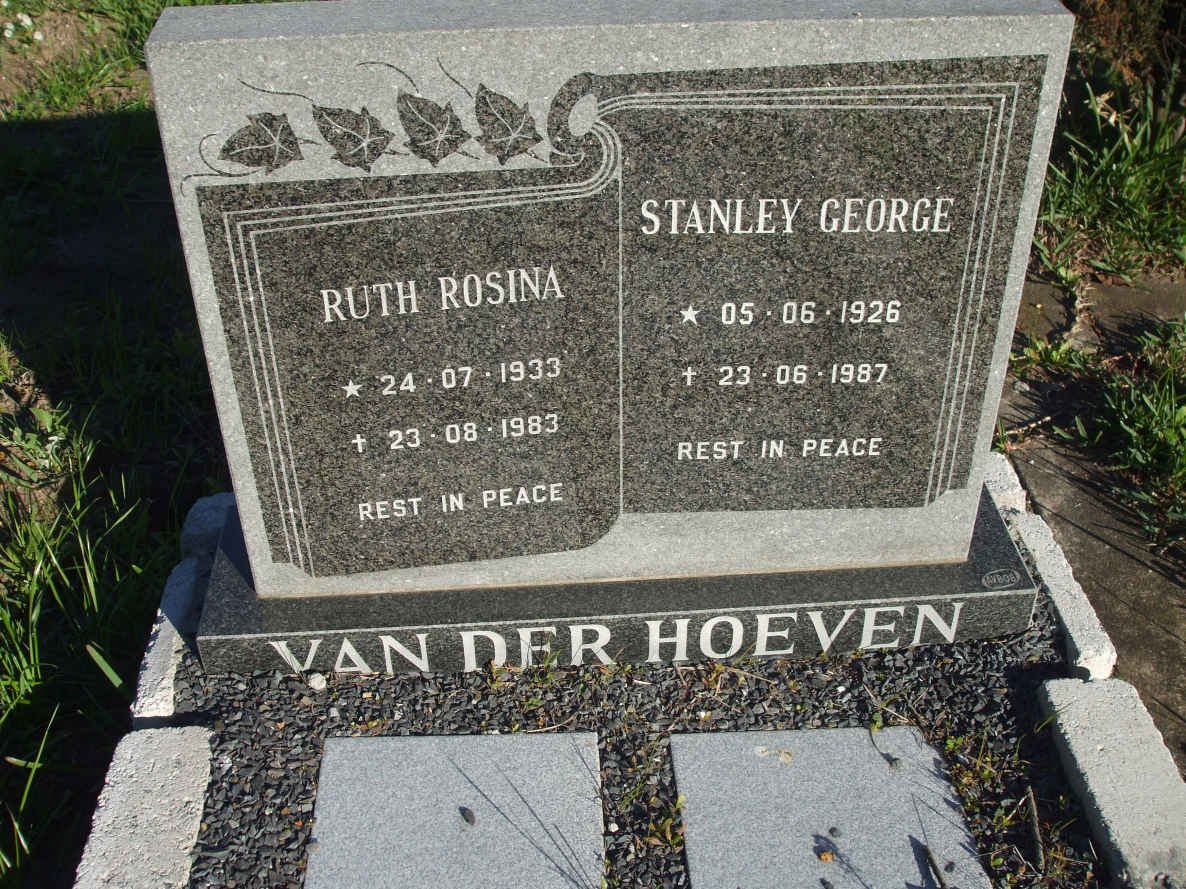 HOEVEN Stanley George, van der 1926-1987 &amp; Ruth Rosina 1933-1983