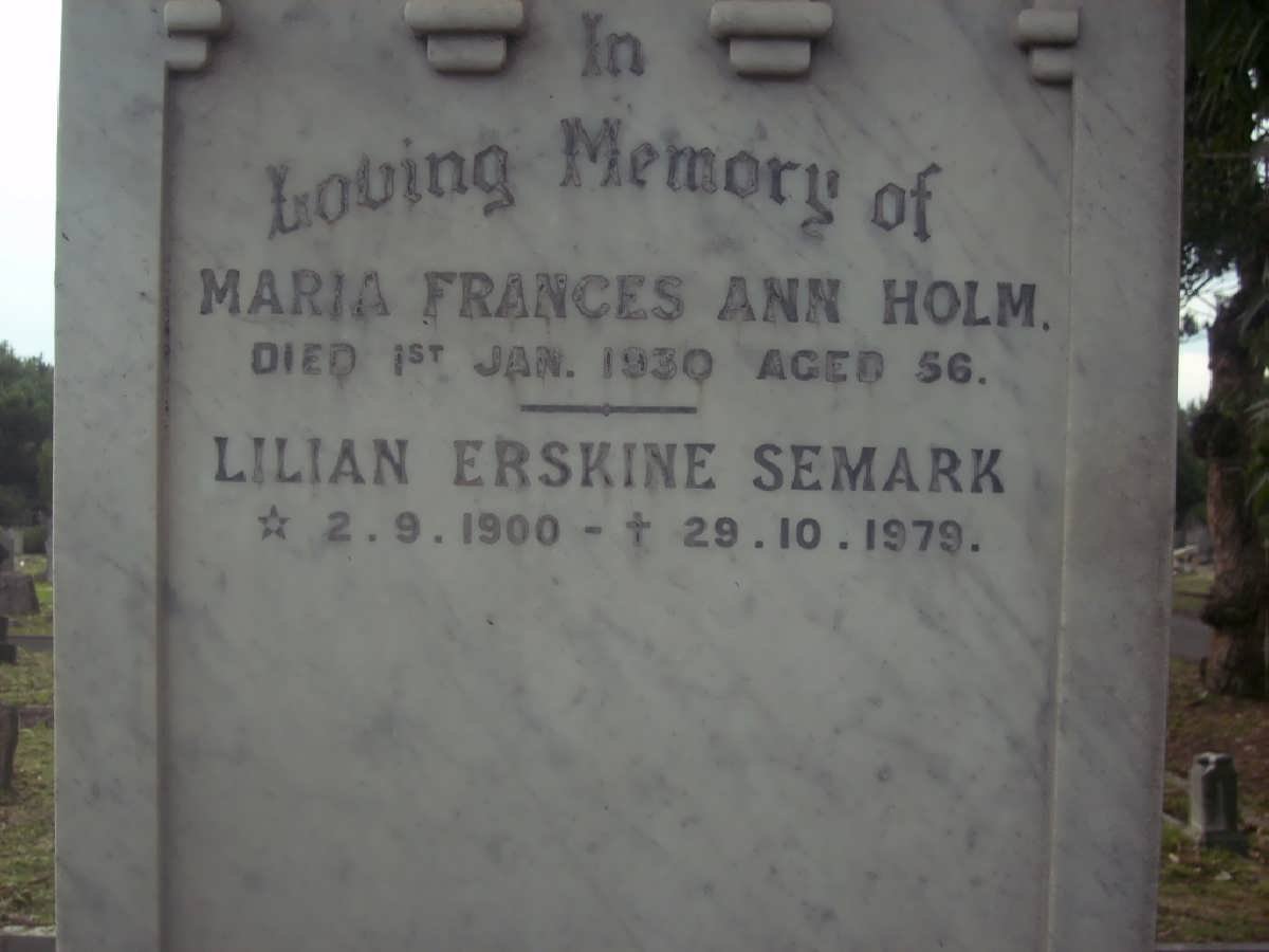 HOLM Maria Frances -1930 :: SEMARK Lilian Erskine 1900-1979