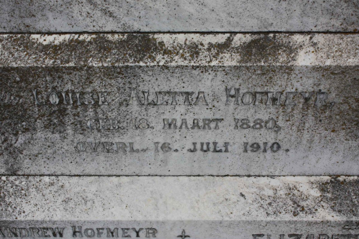 HOFMEYR Louise Aletta 1880-1910