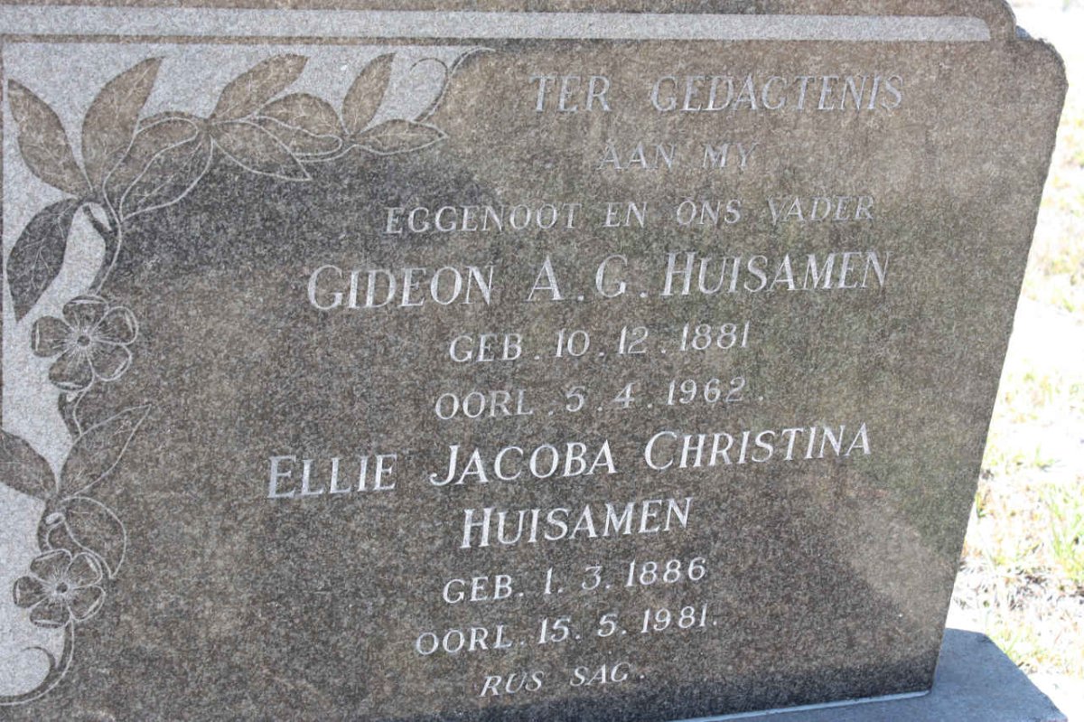 HUISAMEN Gideon A.G. 1881-1962 &amp; Ellie Jacoba Christina 1886-1981