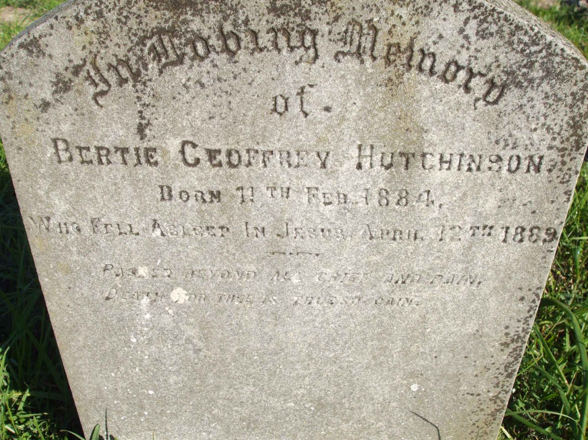 HUTCHINSON Bertie Geoffrey 1884-1889