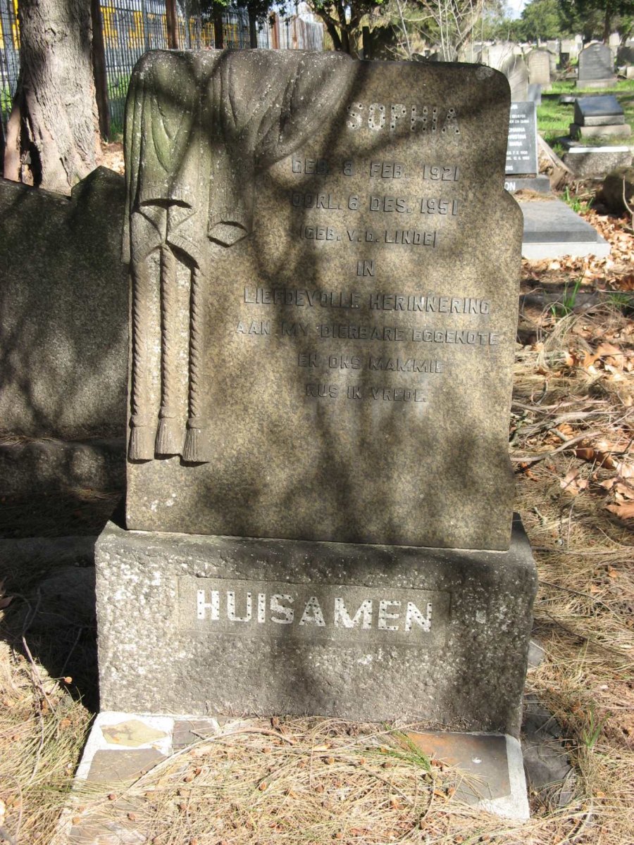 HUISAMEN Sophia nee V.D. LINDE 1921-1951