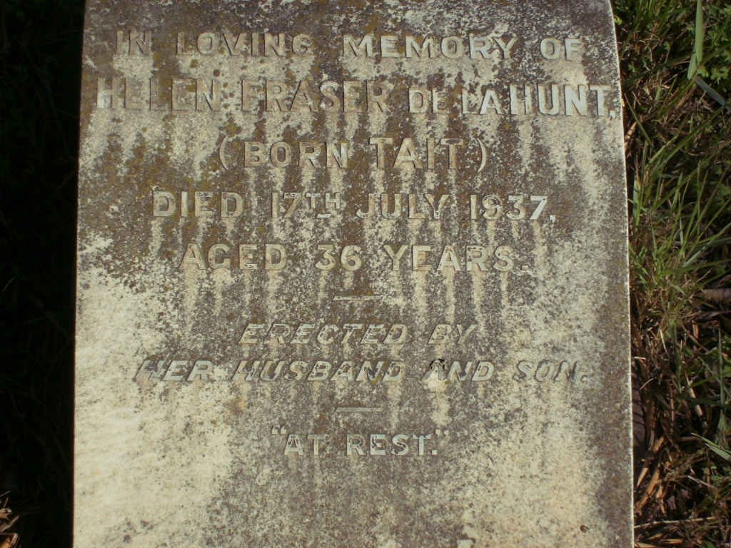 HUNT Helen Fraser, de la nee TAIT  -1937