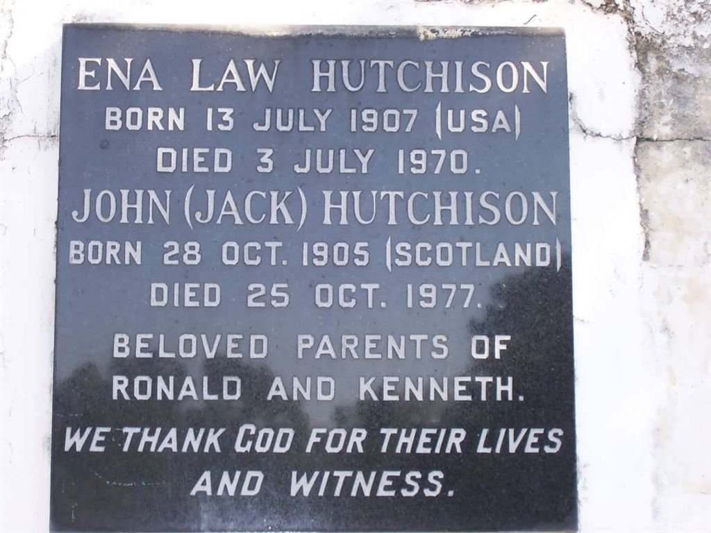 HUTCHISON John 1905-1977 &amp; Ena LAW 1907-1970