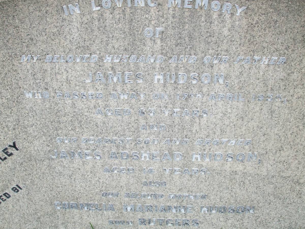 HUDSON James -1935 &amp; Cornelia Marianne RUTGERS -1945 :: HUDSON James Adshead