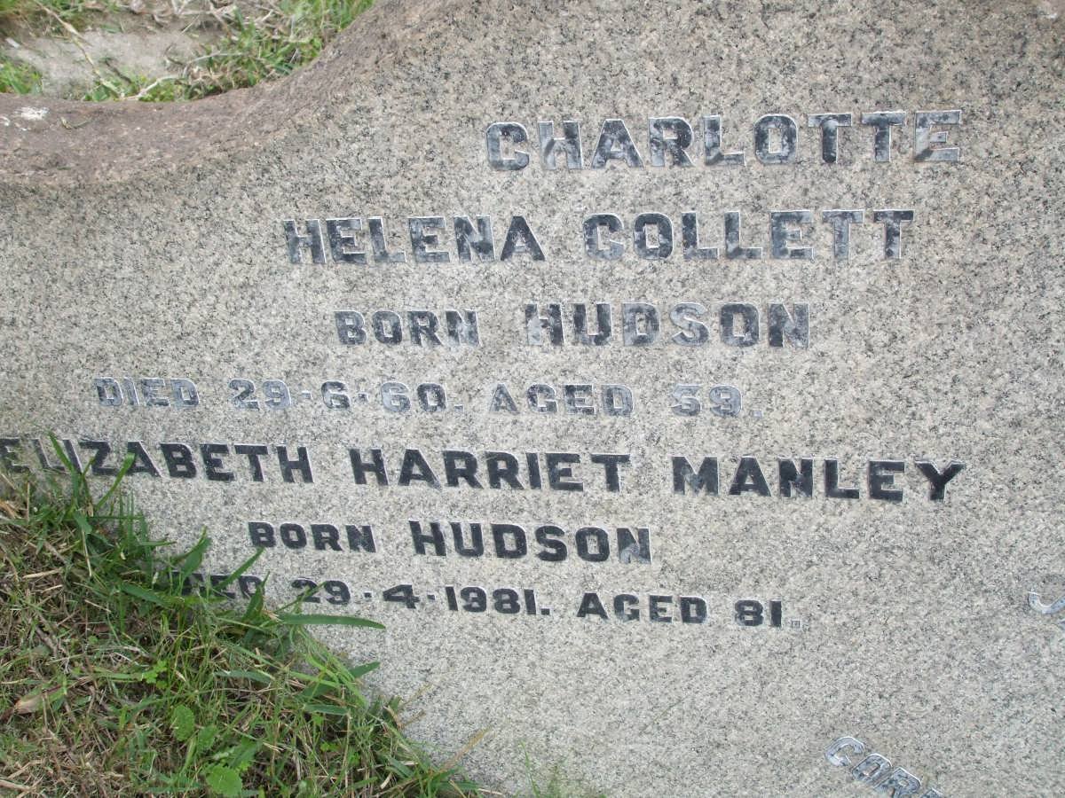 COLLETT Charlotte Helena nee HUDSON -1960 :: MANLEY Elizabeth Harriet nee HUDSON -1981