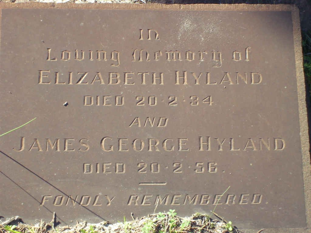 HYLAND James George   -1956 &amp; Elizabeth  -1934