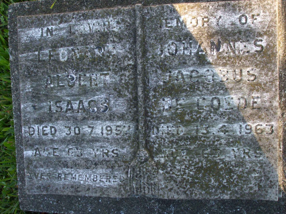 ISAACS Leonard Albert -1957 :: DE GOEDE Johannes Jacobus -1963