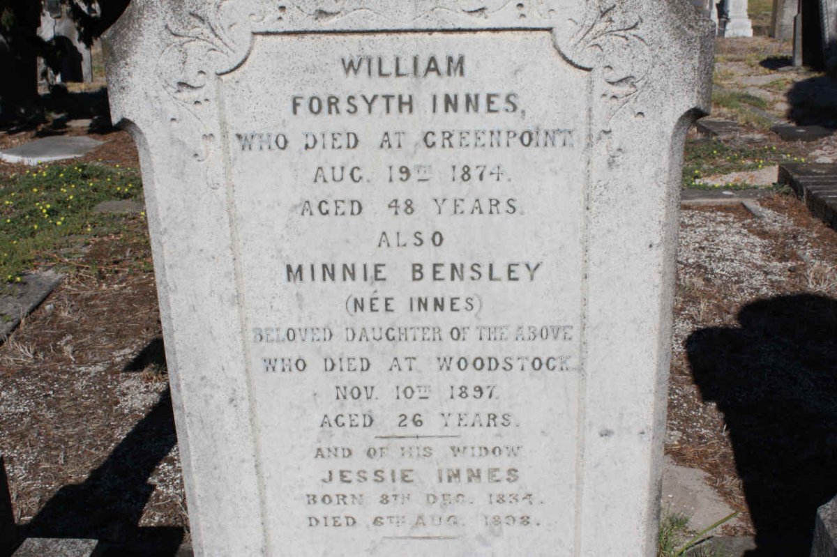 INNES William Forsyth -1874 &amp; Jessie 1834-1898 :: BENSLEY Minnie nee INNES -1897