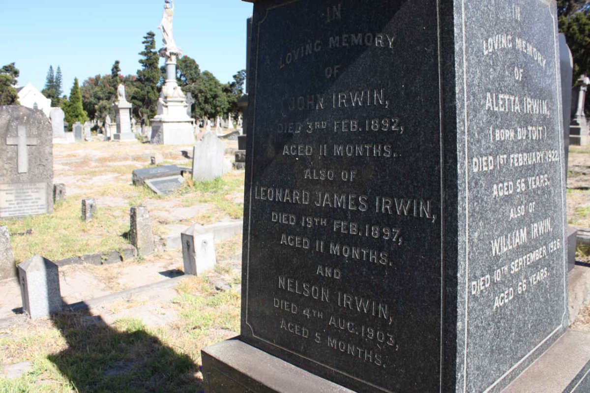 IRWIN John -1892 :: IRWIN Leonard James -1897 :: IRWIN Nelson -1903