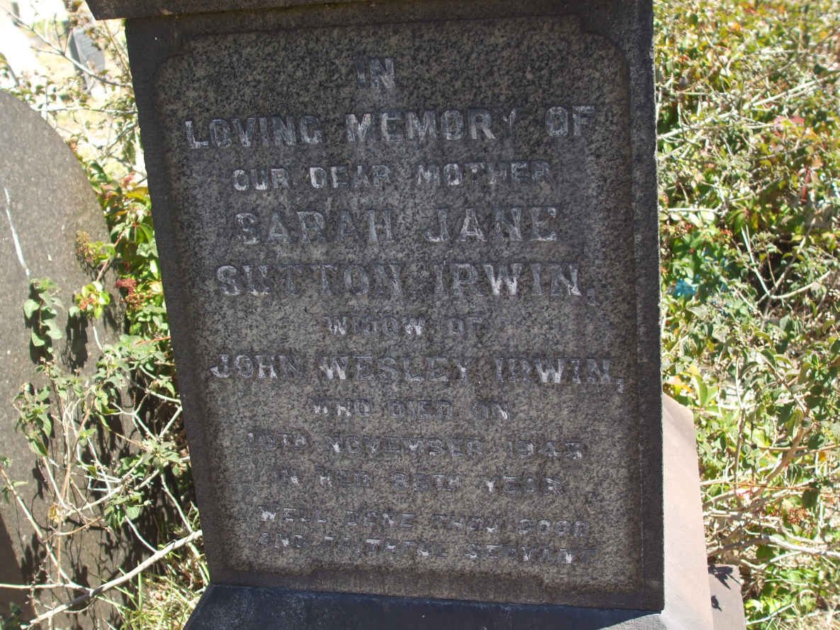 IRWIN Sarah Jane Sutton -1945