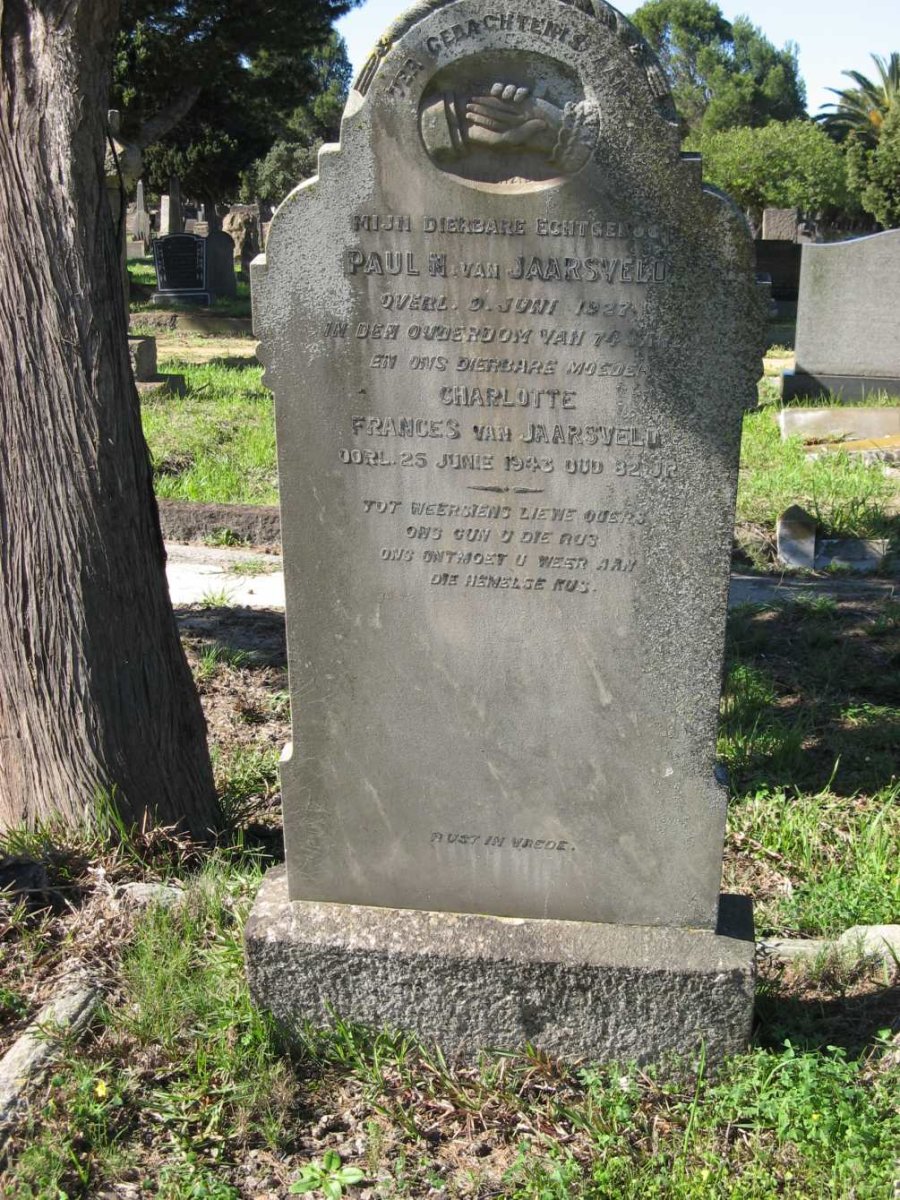 JAARSVELD Paul N., van -1927 &amp; Charlotte Frances -1943