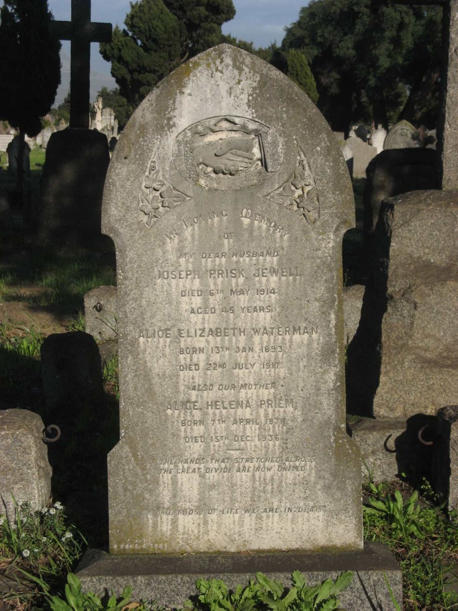 JEWELL Joseph Prisk -1914 :: WATERMAN Alice Elizabeth 1893-1917 :: PRIEM Alice Helena 1871-1936
