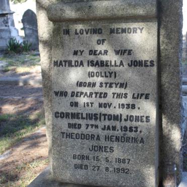 JONES Matilda Isabella nee STEYN -1938 :: JONES Cornelius -1953 :: JONES Theodora Hendrika 1887-1992