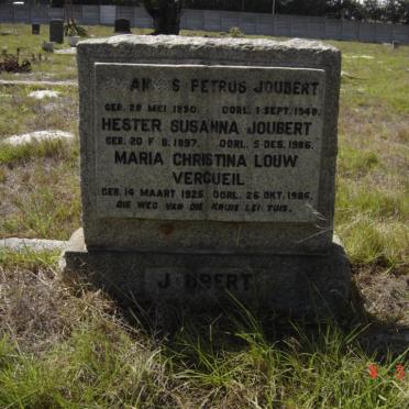 JOUBERT Johannes Petrus 1890-1948 &amp; Hester Susanna 1897-1986 :: VERCUEIL Maria Christina Louw 1925-1986