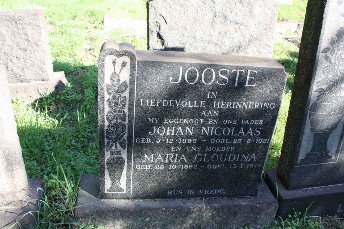 JOOSTE Johan Nicolaas 1885-1951 &amp; Maria Gloudina 1892-1972