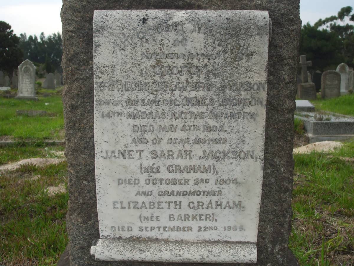 JACKSON George Francis Travers -1900 &amp; Janet Sarah GRAHAM -1904 :: GRAHAM Elizabeth nee BARKER -1905