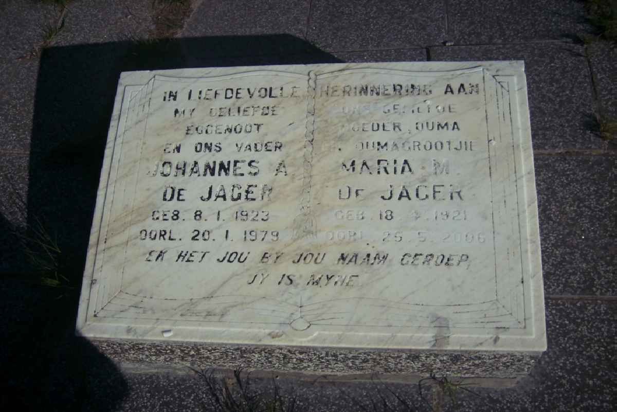 JAGER Johannes A., de 1923-1979 &amp; Maria M. 1921-2006