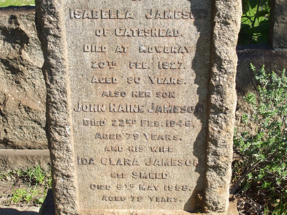 JAMESON Isabella -1927 :: JAMESON John Raine -1946 &amp; Ida Clara SMEED -1958
