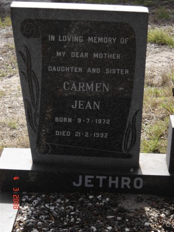 JETHRO Carmen Jean 1972-1992