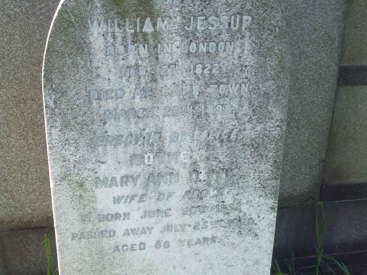 JESSUP William 1822-1898 &amp; Mary Ann Dennis 1832-1920 