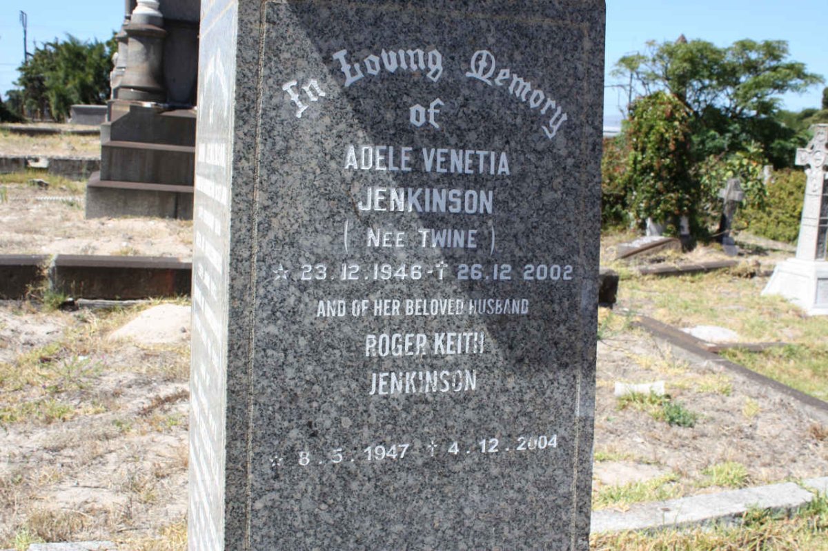 JENKINSON Roger Keith 1947-2004 &amp; Adele Venetia TWINE 1946-2002