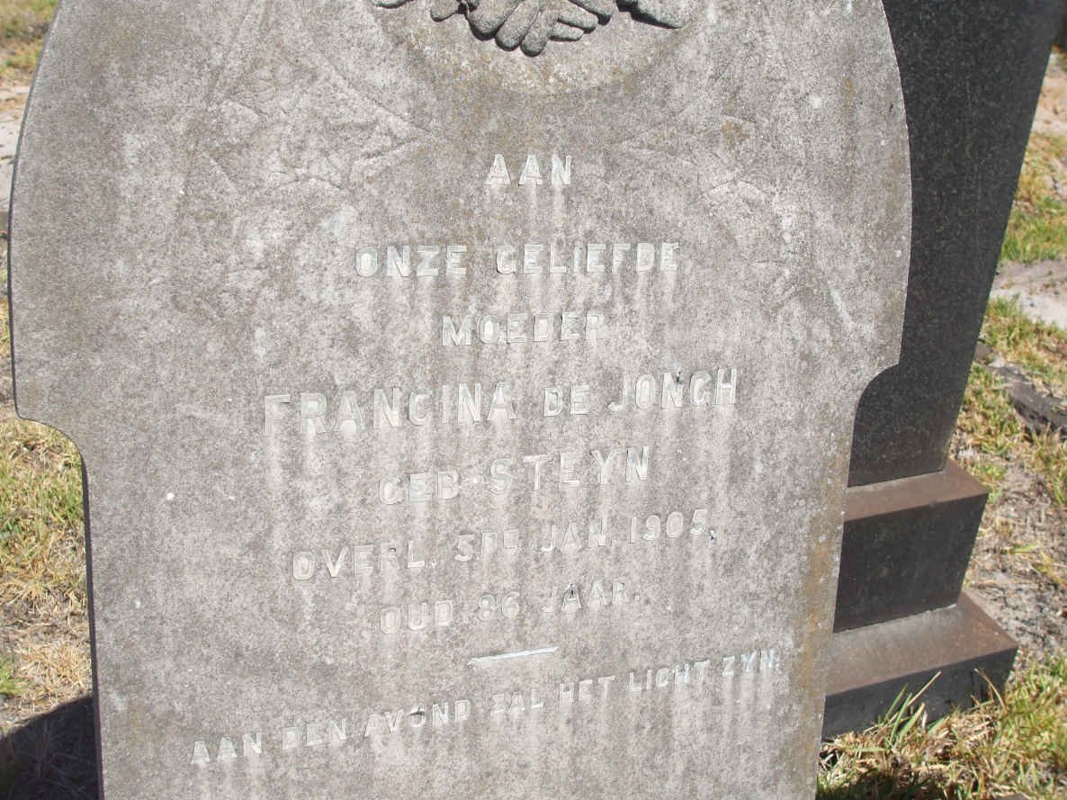 JONGH Francina, de nee STEYN -1905