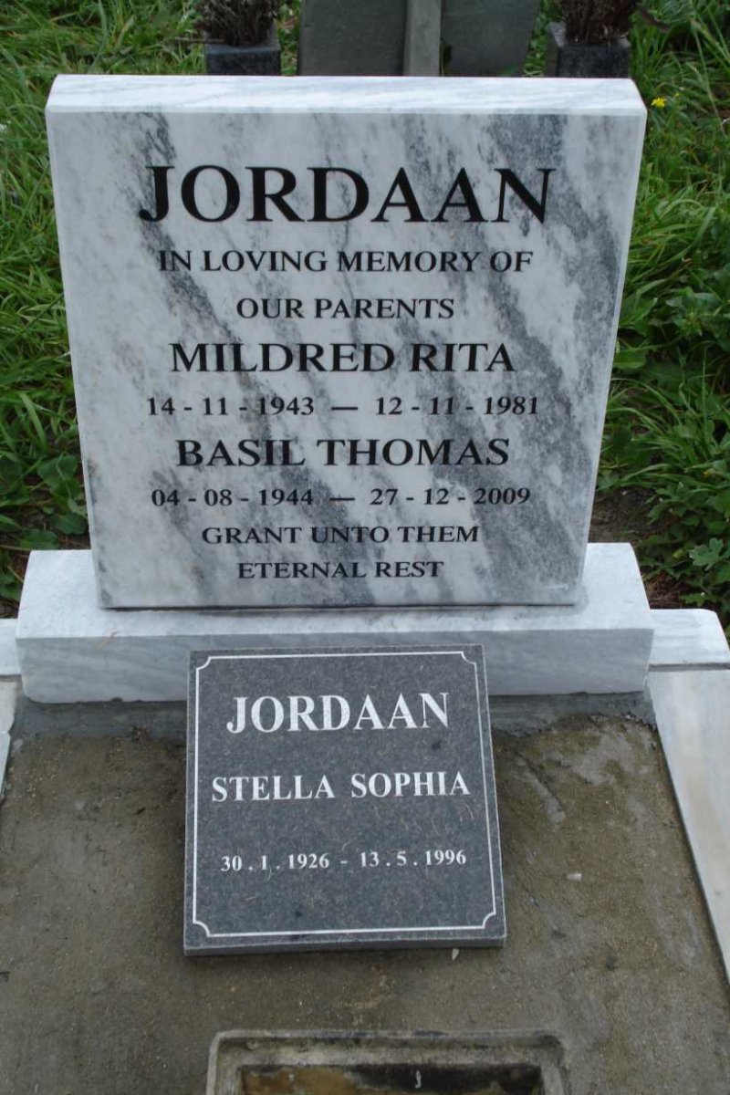 JORDAAN Basil Thomas 1944-2009 &amp; Mildred Rita 1943-1981 :: JORDAAN Stella Sophia 1926-1996