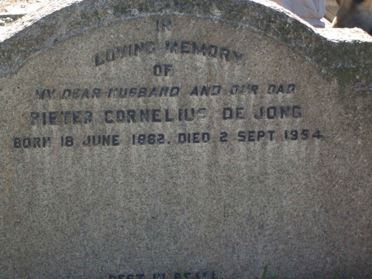 JONG Pieter Cornelius, de 1882-1954