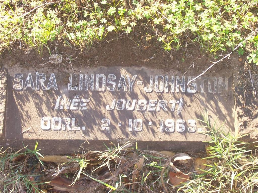 JOHNSTON Sara, LINDSAY nee JOUBERT -1963