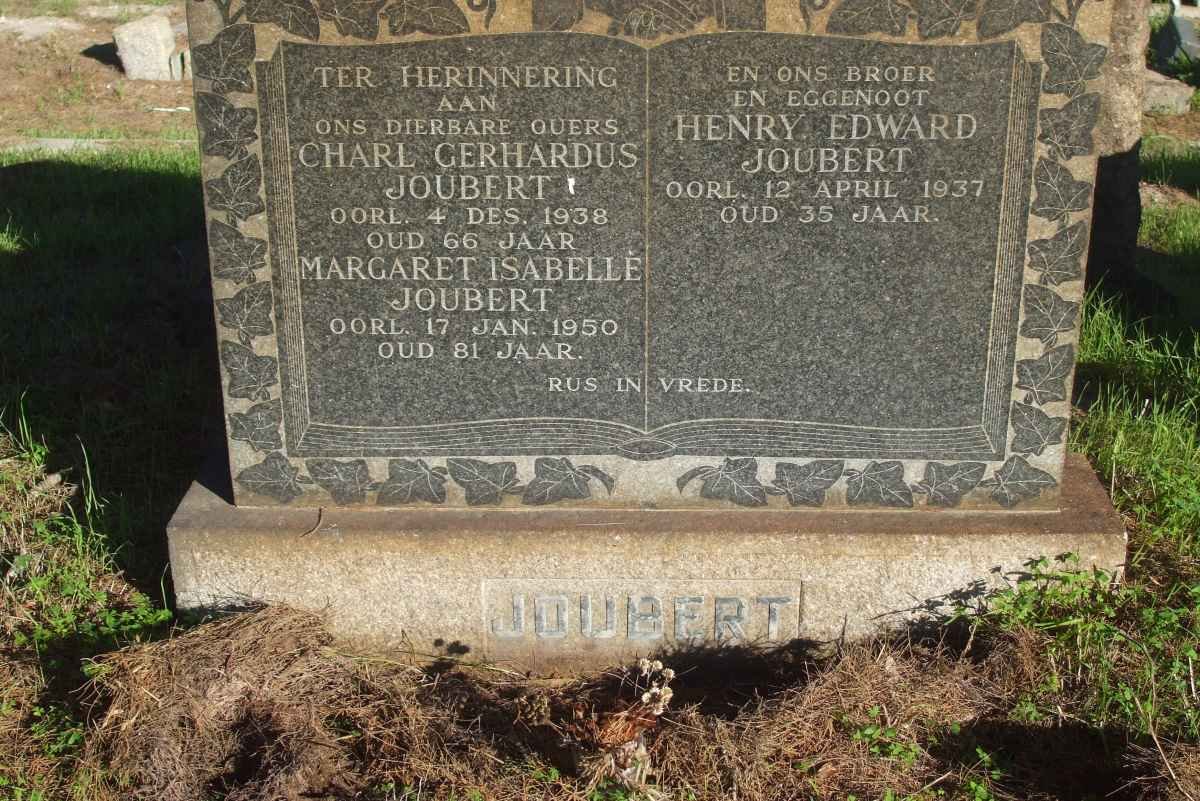 JOUBERT Charl Gerhardus  -1938 &amp; Margaret Isabelle  -1950 :: JOUBERT Henry Edward  -1937