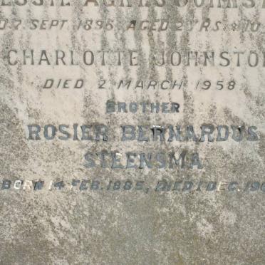 JOHNSTON Charlotte -1958 :: STEENSMA Rosier Bernardus 1885-1969